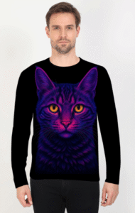 Cat Printed Full Sleeve Graphics Tee