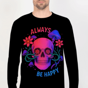 Be Happy Printed Full Sleeve Graphics Tee