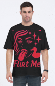 Flirt Me Printed Oversized Graphics Tee