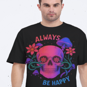 Be Happy Printed Oversized Graphics Tee